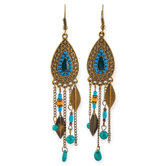 Boheme Jewelry - SAANVI TRIBAL EARRINGS VINTAGE DANGLE BOHEMIAN ETHNIC BRONZE